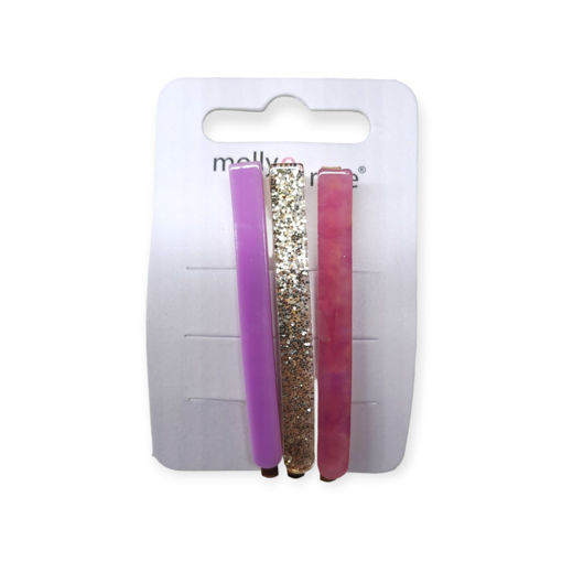 Picture of MOLLY&ROSE PASTEL HAIR SLIDES PURPLE 3PK